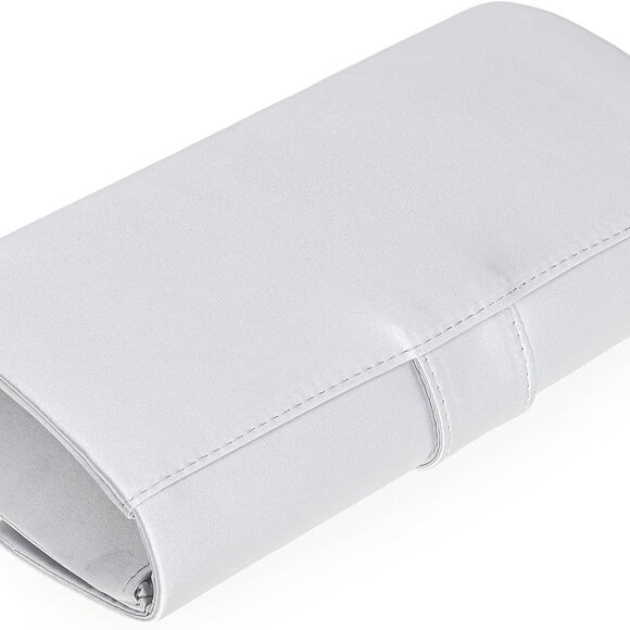 Evening Satin Clutch Purse with Embellished Brooch for Women Party Handbag - Picture 5 of 6